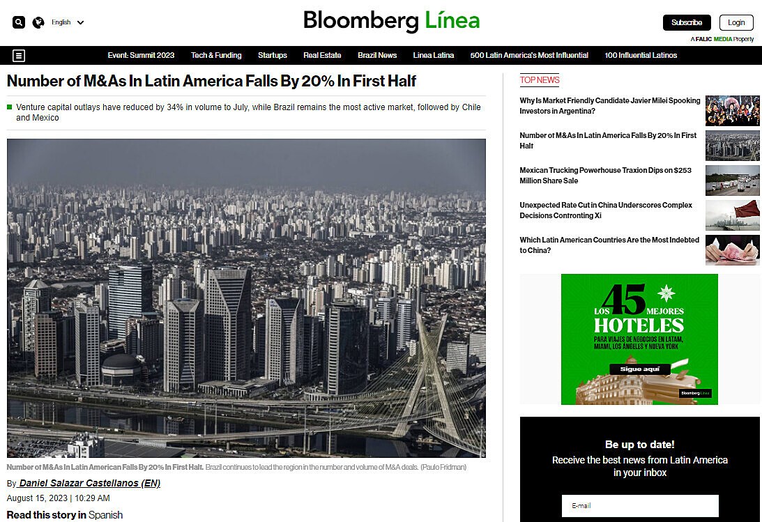 Number of M&As In Latin America Falls By 20% In First Half